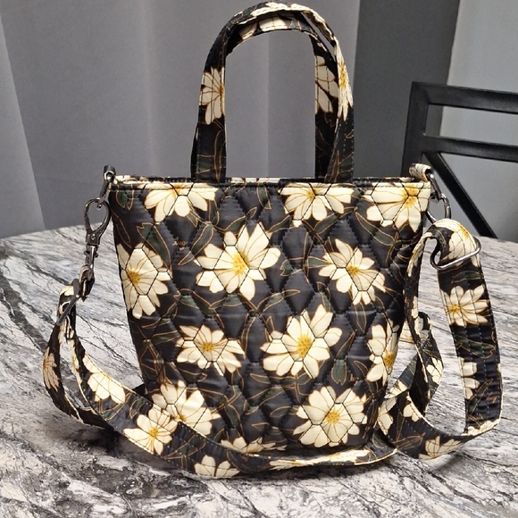 Lug Tip Toe Mini Crossbody Bag Handle Tote, Autumn Daisies - Picture 2 of 5